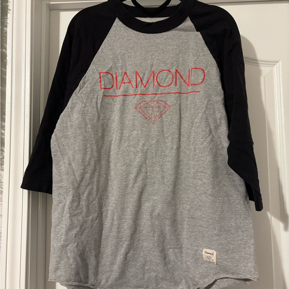 Diamond Supply Co. Gray and Black Raglan Tee